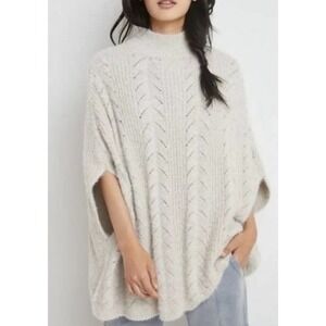Akemi + Kin Anthropologie‎ Rosie Pointelle Knit Poncho Sweater OS